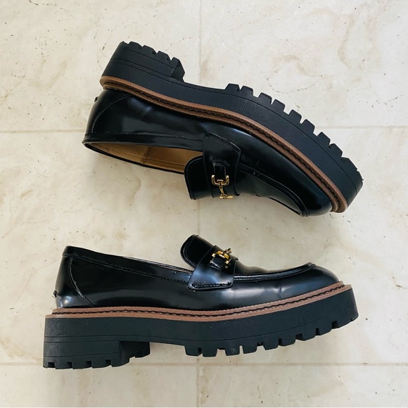 $150 Sam Edelman Laurs Black Leather Chunky Sole Platform Grunge Loafers Size 6 - Picture 4 of 16